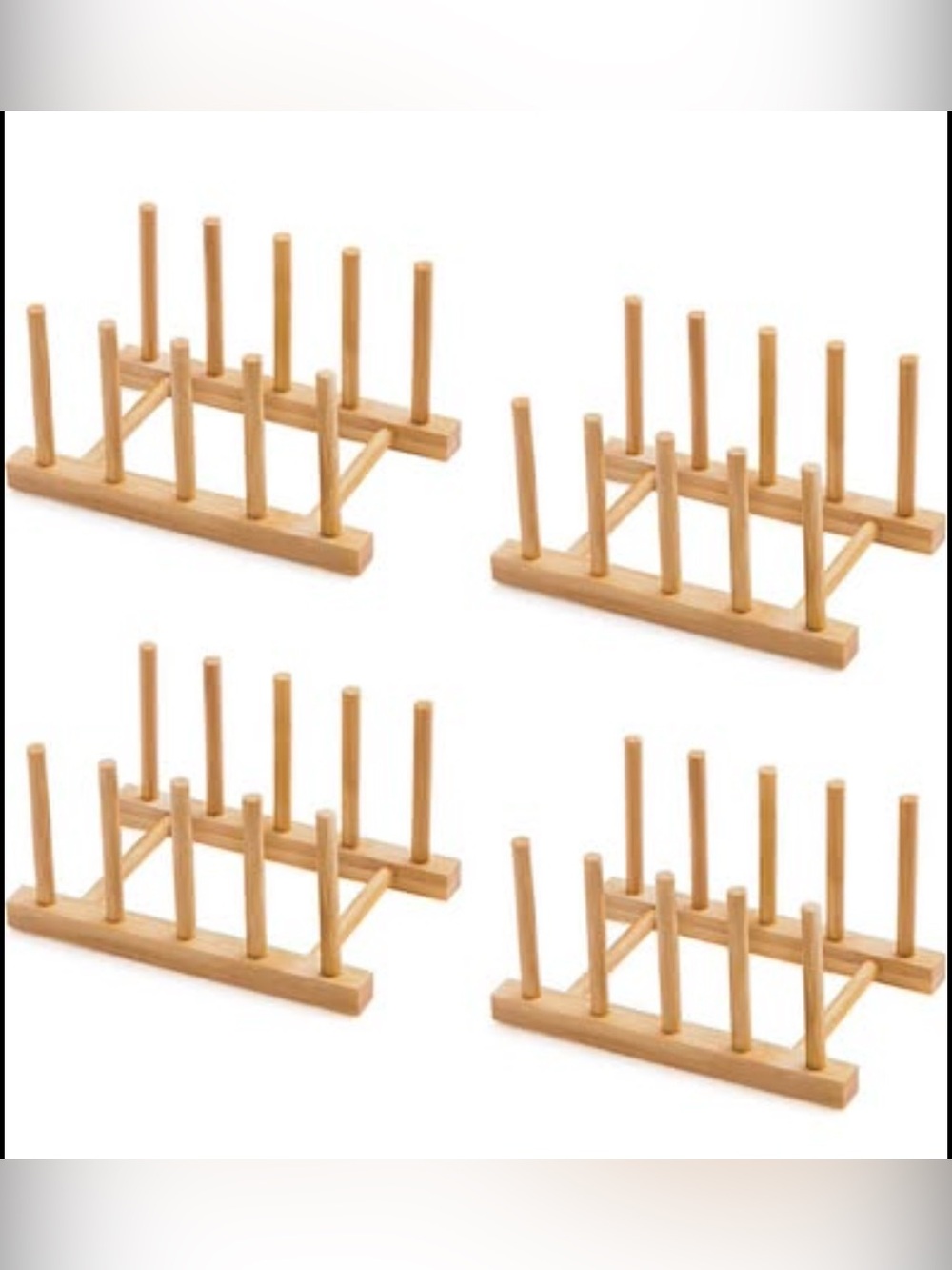 New 4pc Bamboo Peg Dish Rack